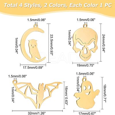 8Pcs 8 Style 201 Stainless Steel Pendants STAS-UN0034-66-1