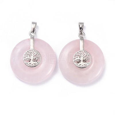 Natural Rose Quartz Pendants G-F640-E07-1
