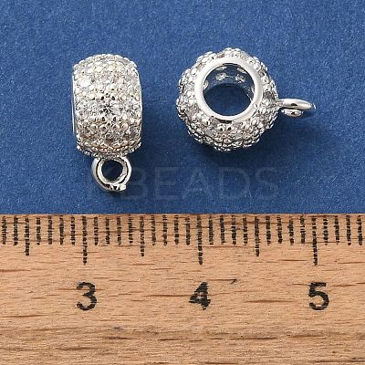 Column Brass Micro Pave Cubic Zirconia Tube Bails KK-C072-05F-S-1