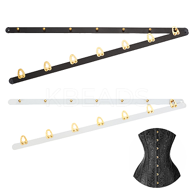 2 Pairs 2 Colors Iron Corset Busk with Golden 201 Stainless Steel Buttons FIND-OC0002-36A-1