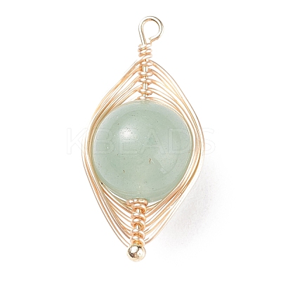 Natural Stone Copper Wire Wrapped Connector Charms PALLOY-JF01377-02-1