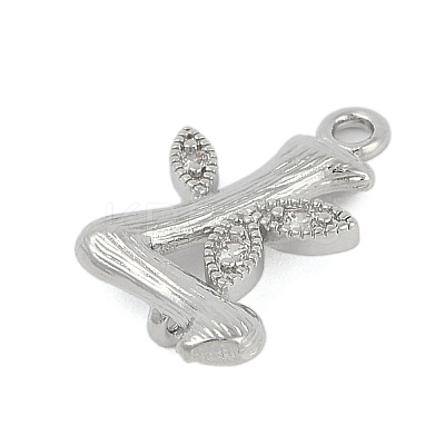 Brass Crystal Rhinestone Letter Links Connector Charms KK-S395-06P-L-1