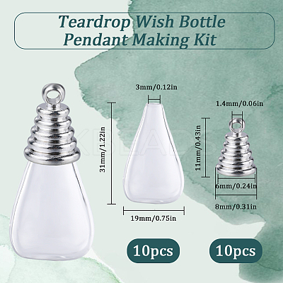 DIY Teardrop Wish Bottle Pendant Making Kit FIND-SC0006-84-1
