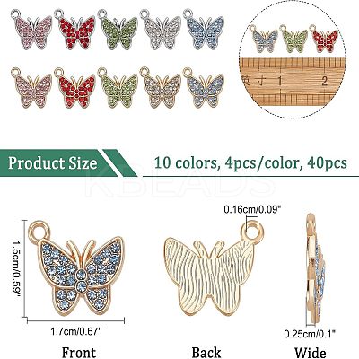 40Pcs 10 Colors Alloy Pendants FIND-FH0003-79-1
