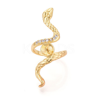 Snake Brass Micro Pave Cubic Zirconia Cup Peg Ring Settings LS-KK-N274-40G-1
