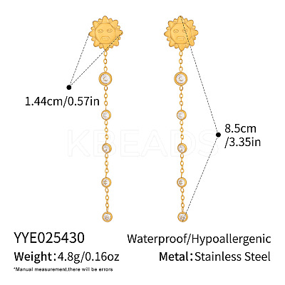 304 Stainless Steel Tassel Stud Earrings GP9116-1-1