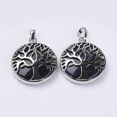 Synthetic Blue Goldstone Pendants G-P350-D10-1