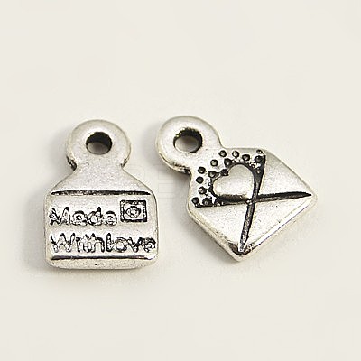 Tibetan Style Alloy Envelope Carved Heart and Word Made with Love Charms for Gift Making LS-LF0643Y-NF-1