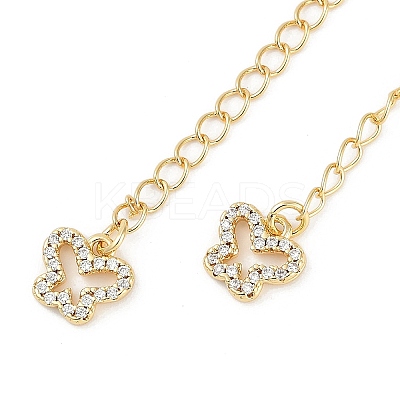 Brass Micro Pave Cubic Zirconia Ends with Chains KK-U043-01G-1