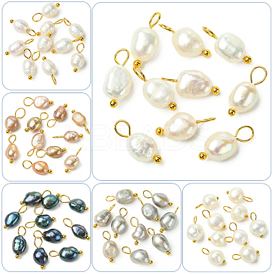 10Pcs Natural Cultured Freshwater Pearl Rice Charms PALLOY-YW00075-1