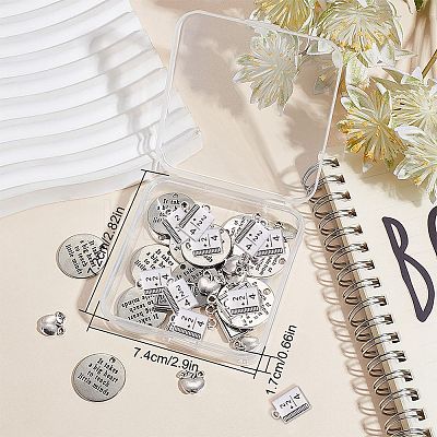 40Pcs 4 Style Tibetan Style Alloy Pendants for Teachers' Day TIBE-SC0001-80-1