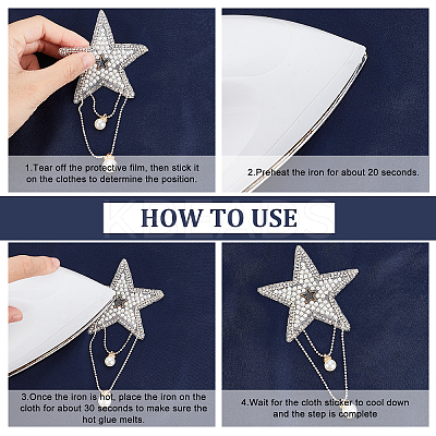 6Pcs 3 Colors Glass Hotfix Rhinestone Iron on Patches DIY-AR0002-28-1