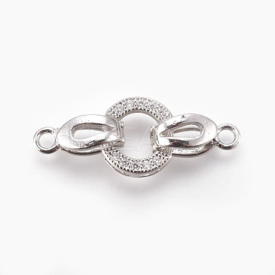 Brass Micro Pave Cubic Zirconia Fold Over Clasps KK-P164-12P-1