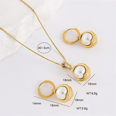 Round 304 Stainless Steel Hoop Earrings & Pendant Necklaces Sets BA0811-3-1