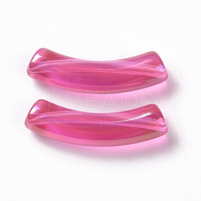 UV Plating Transparent Rainbow Iridescent Acrylic Beads X-OACR-A016-01H-1