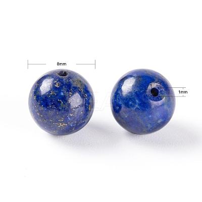 D100Pcs 8mm Natural Lapis Lazuli Round Beads DIY-LS0002-02-1