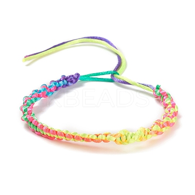 Rainbow Color Polyester Braided Adjustable Bracelet Making for Women BJEW-F454-04-1