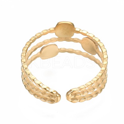 304 Stainless Steel Square Open Cuff Ring with Enamel RJEW-T023-52G-1