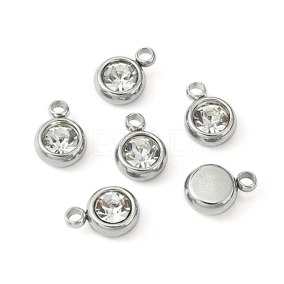 20Pcs 201 Stainless Steel Rhinestone Charms STAS-YW0002-02A-1
