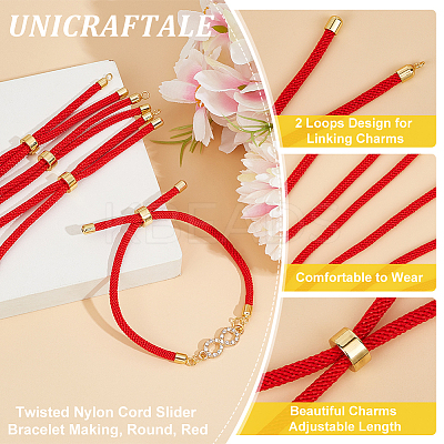 10Pcs Twisted Nylon Cord Slider Bracelet Making MAK-UN0001-54B-1