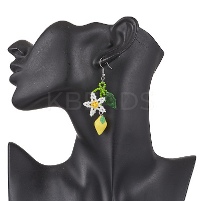 Handmade Glass Seed Beaded Dangle Earrings EJEW-MZ00477-1