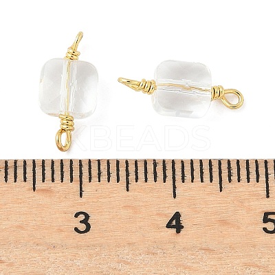 Glass Faceted Square Connector Charms KK-C097-09G-01-1