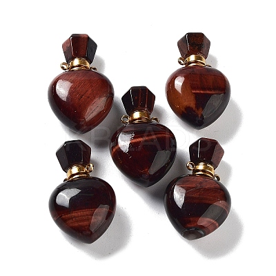 Dyed & Heated Natural Red Tiger Eye Perfume Bottle Pendants G-A026-16C-01-1