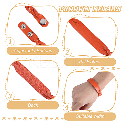 16Pcs 8 Colors Imitation Leather Cord Bracelets Set with Snap Clasps BJEW-GF0001-19-1