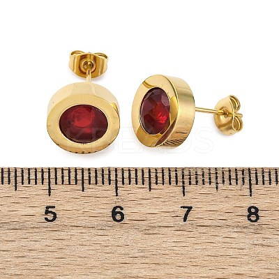 304 Stainless Steel Flat Round Stud Earrings EJEW-C099-23G-02-1