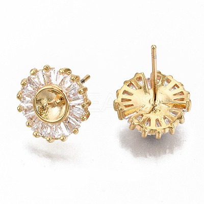 Brass Micro Pave Clear Cubic Zirconia Earring Findings X-KK-S356-130G-NF-1