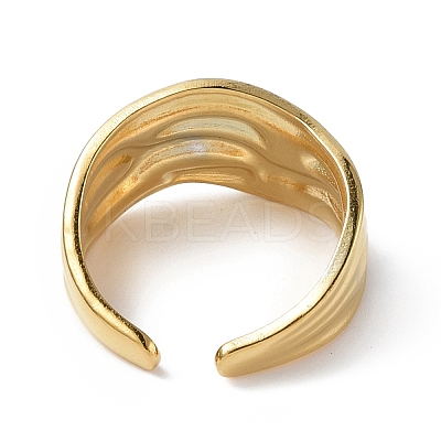 Ion Plating(IP) 304 Stainless Steel Open Cuff Ring for Women RJEW-C046-09G-1