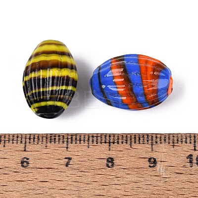 Handmade Stripe Lampwork Beads LAMP-N042-05-1