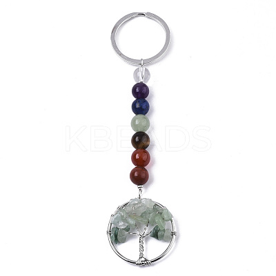Natural Gemstone Chips Chakra Keychain G-N0326-004-1