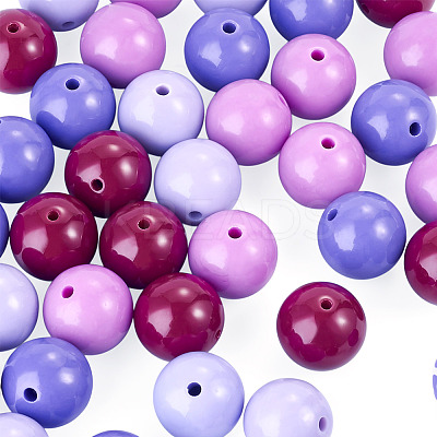 40Pcs 4 Colors Opaque Acrylic Beads MACR-TA0002-97B-1