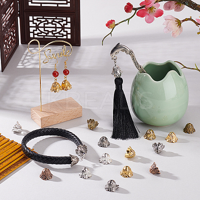 112Pcs 7 Colors Tibetan Style Alloy Bead Caps FIND-PH0023-83-1