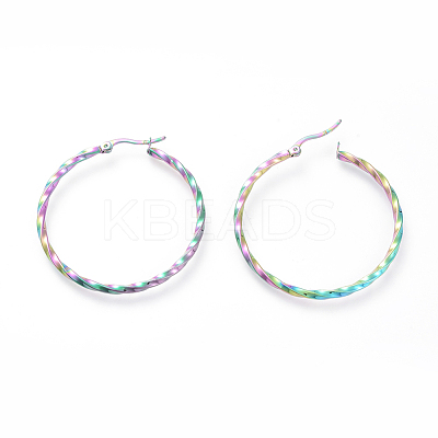 Electroplated 304 Stainless Steel Big Hoop Earrings EJEW-G258-02A-1