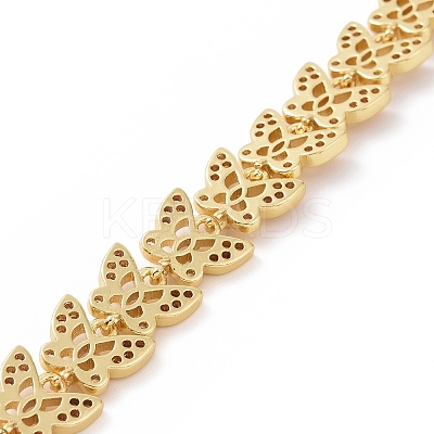 Clear Cubic Zirconia Butterfly Link Chain Bracelet BJEW-B068-05-1