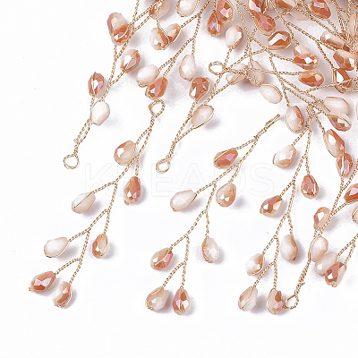 Glass Seed Beads Wire Wrapped Big Pendants X-FIND-S306-14F-1