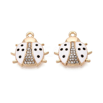 Rack Plating Alloy & Rhinestone & Enamel Pendants ENAM-T024-02M-G-1