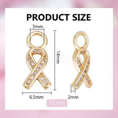 12Pcs Rack Plating Brass Micro Pave Cubic Zirconia Charms KK-BC0014-57-1