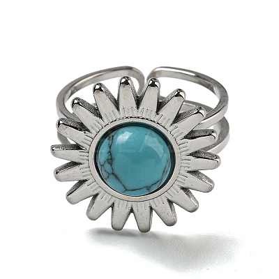 Sun 304 Stainless Steel Open Cuff Rings STAS-Z060-08P-06-1