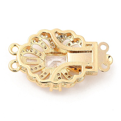 Brass Micro Pave Clear Cubic Zirconia Box Clasps KK-E052-01E-G01-1