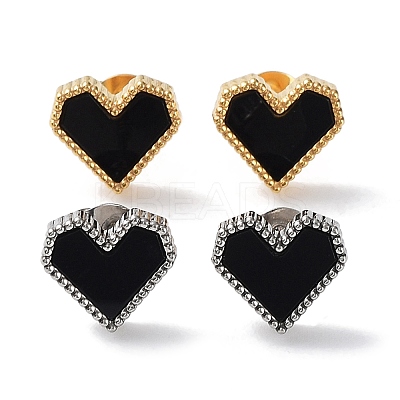 6 Pair 2 Color Heart Acrylic Stud Earrings EJEW-A024-12A-1