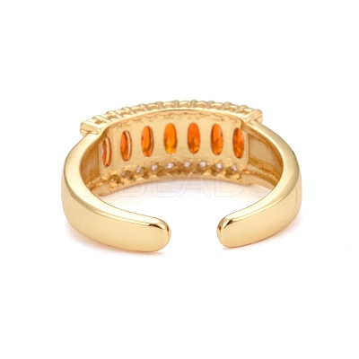 Bling Orange Cubic Zirconia Cuff Ring KK-Z023-05G-1