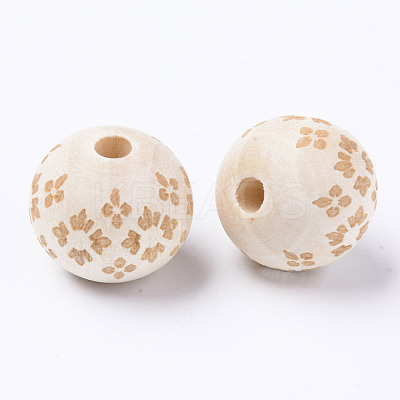 Unfinished Natural Wood European Beads LS-WOOD-S057-023B-1