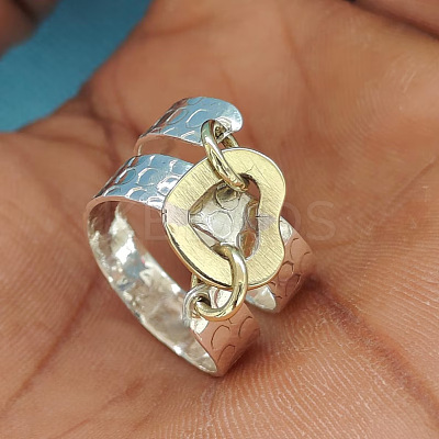 Hammered Alloy Finger Link Rings for Women FS-WG9B92C-03-1