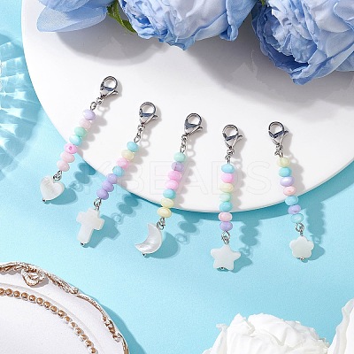5Pcs Dyed Natural Freshwater Shell Bead Pendant Decoration HJEW-JM03186-1