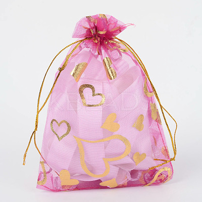 Heart Printed Organza Bags OP-R022-7x9-08-1