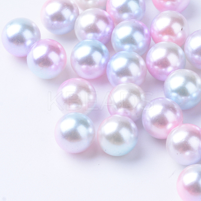 Rainbow Acrylic Imitation Pearl Beads X-OACR-R065-6mm-A01-1
