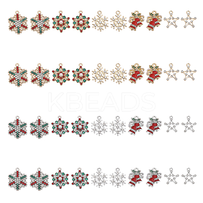 40Pcs 10 Style Alloy Rhinestone Pendants RB-CA0001-03-1